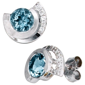 Paar Ohrstecker aus Aquamarin & Brillanten 585 Gold Weißgold Ohrschmuck Damen Paar Ohrstecker aus Aquamarin & Brillanten 585 Gold Weißgold Ohrschmuck Damen