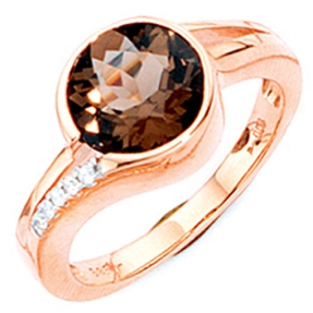 Ring Damenring mit Rauchquarz & Brillanten 585 Gold Rotgold  Fingerschmuck Damen