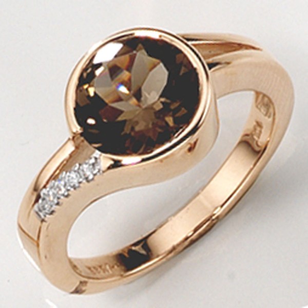 Ring mit Rauchquarz Brillanten 585 Rotgold