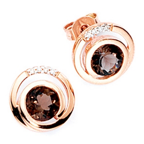 Rotgold Ohrstecker aus Rauchquarz Brillanten 585 Gold Ohrschmuck Damen Rotgold Ohrstecker aus Rauchquarz Brillanten 585 Gold Ohrschmuck Damen