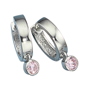 Paar Creole Creolen 2 x Zirkonia rosé & 925 Silber Ohrschmuck Damen