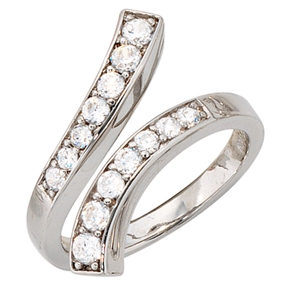 Ring Damenring mit 14 Zirkonia 925 Silber rhodiniert Fingerschmuck Silberring