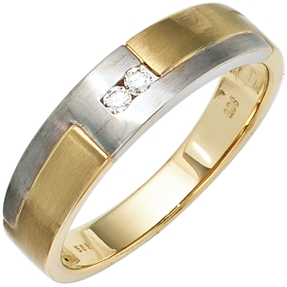 Herrenring Ring Diamanten Brillanten 585 Gold Gelb Weiß Fingerschmuck