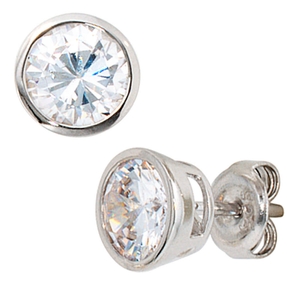 Paar Ohrstecker mit Zirkonia Ø8,4mm 925 Silber Echtsilber Damen Silberohrstecker