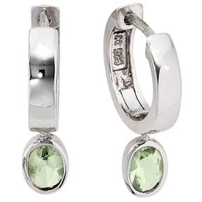 Creolen Ohrschmuck Zirkonia grün 925 Silber Echtsilber Damen Silberohrringe