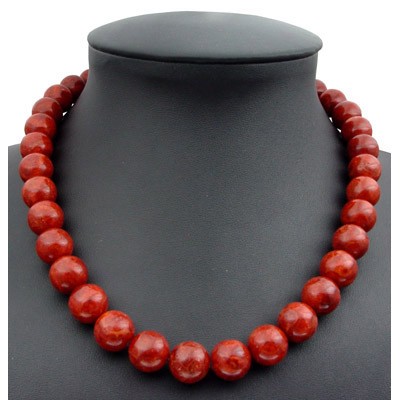 Kette aus Koralle 925 Silber rot