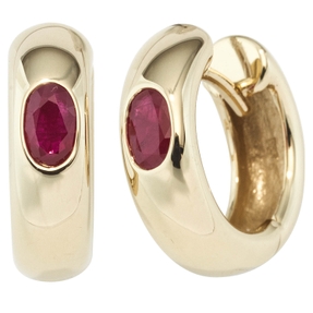 Ohrschmuck Creolen Klappcreolen Rubine & 585 Gold Gelbgold Damen Ohrschmuck Creolen Klappcreolen Rubine & 585 Gold Gelbgold Damen