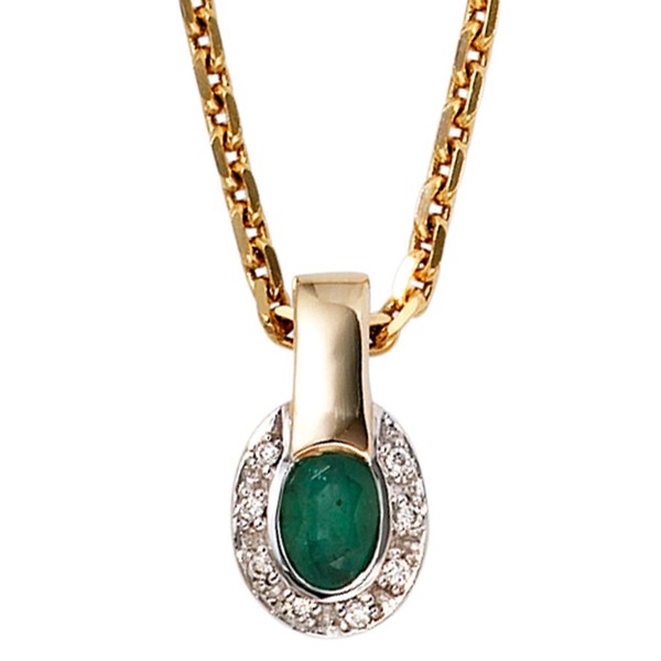 Anhänger mit Brillanten und Smaragd 585 Gold