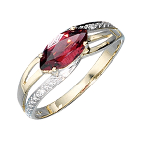 Ring Damenring Granat Diamanten Brillanten 585 Gold Gelbgold Fingerschmuck