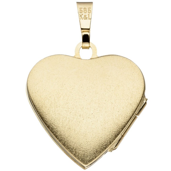 Medaillon als Herz 585 Gelbgold mattiert