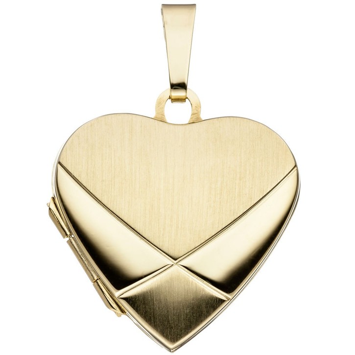 Medaillon als Herz 585 Gelbgold mattiert