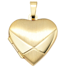 Anhänger Medaillon Amulett als Herz 585 Gold Gelbgold mattiert Halsschmuck Anhänger Medaillon Amulett als Herz 585 Gold Gelbgold mattiert Halsschmuck