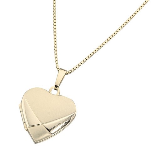 Medaillon als Herz 585 Gelbgold mattiert