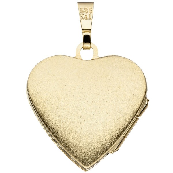 Medaillon als Herz 585 Gelbgold mattiert