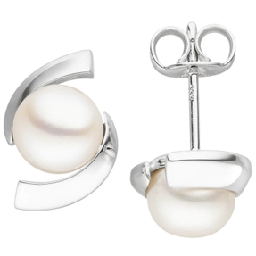 Ohrschmuck Ohrstecker Süßwasser-Zuchtperle 333 Gold Weißgold Damen