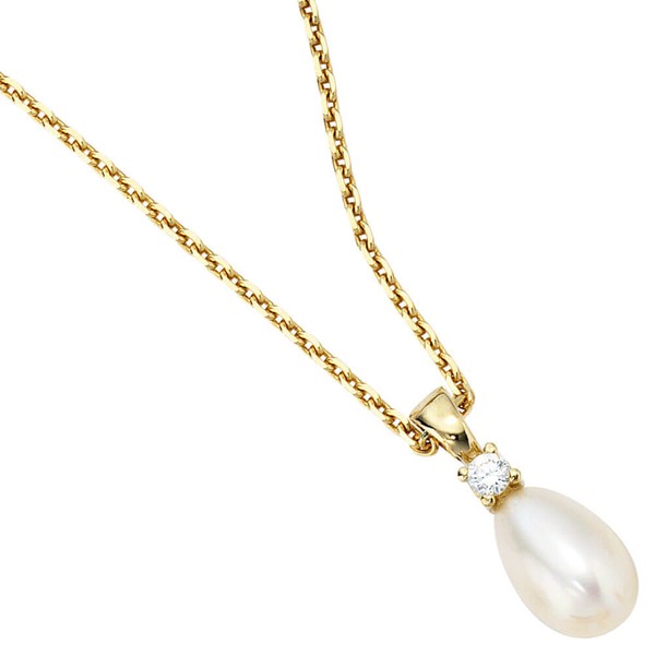 Anhänger. Perle und Zirkonia und 333 Gold