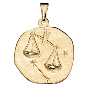 Sternzeichen Waage - Anhänger aus 333 Gold Gelbgold Halsschmuck Unisex Sternzeichen Waage - Anhänger aus 333 Gold Gelbgold Halsschmuck Unisex