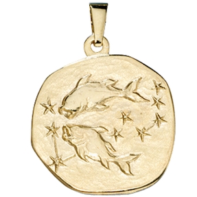 Sternzeichen Fische - Anhänger aus 333 Gold Gelbgold Halsschmuck Unisex
