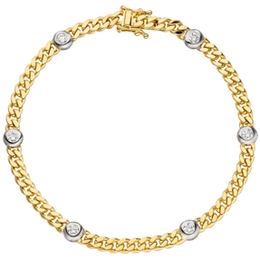 Goldarmband Armband Armkette mit 6 Diamanten Brillanten 585 Gelbgold 19cm