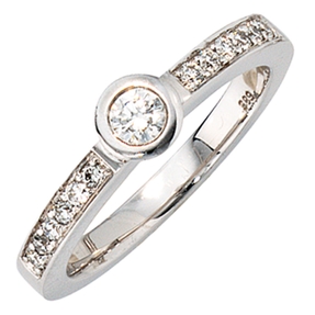 Ring 13 Diamanten Brillanten 585 Gold Weißgold