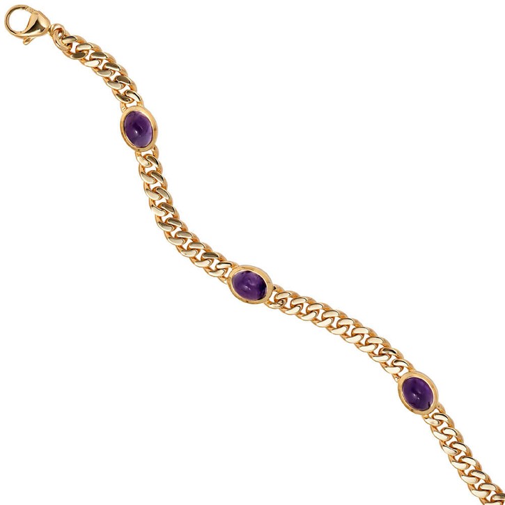 Armband mit Amethyst 585 Gold 19cm