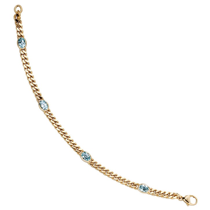 Armband mit Blautopas 585 Gelbgold 19cm