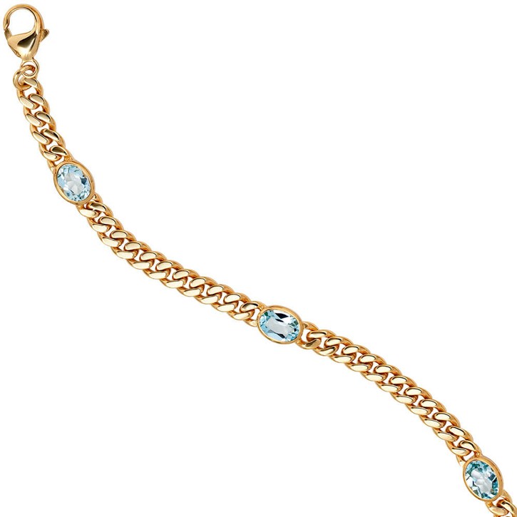 Armband mit Blautopas 585 Gelbgold 19cm