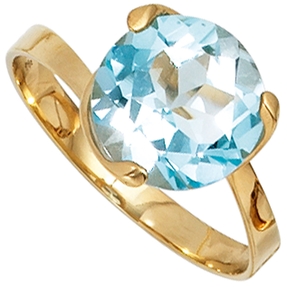 Damen Ring Damenring Topas Blautopas hellblau 585 Gold Gelbgold Fingerschmuck