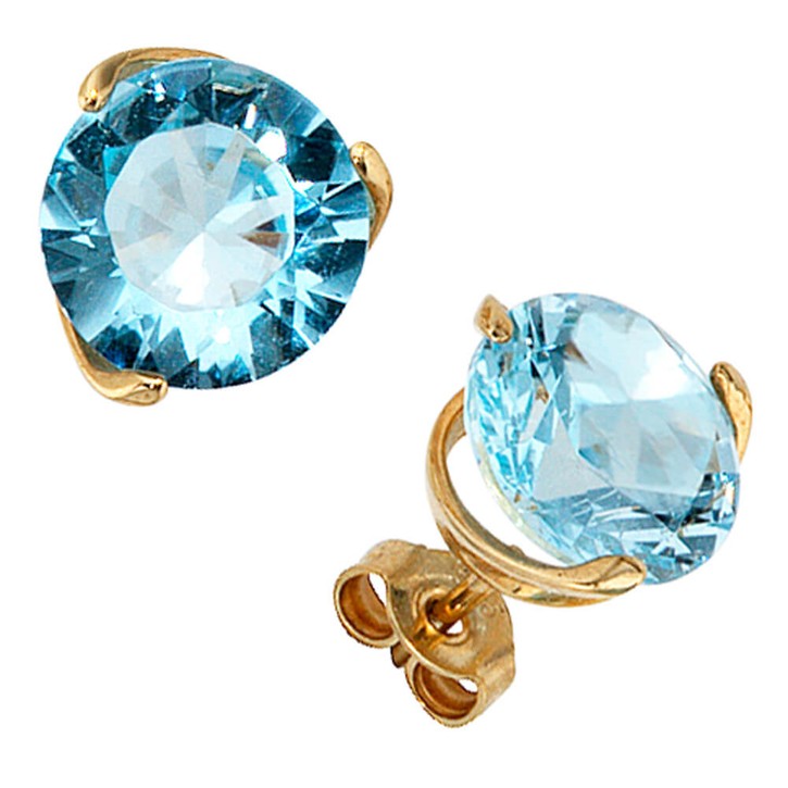 Ohrstecker mit Blautopas 585 Gelbgold