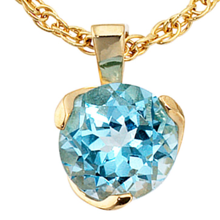 Goldanhänger mit Blautopas 585 Gelbgold