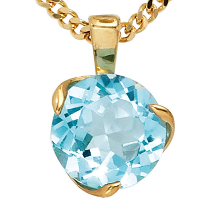 Goldanhänger mit Blautopas 585 Gelbgold