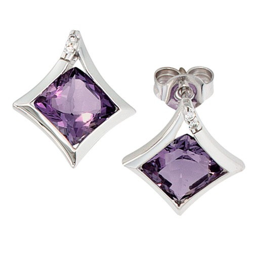 Ohrstecker Amethyst und Brillanten 585 Weißgold
