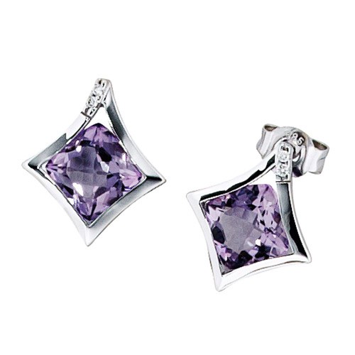 Ohrstecker Amethyst und Brillanten 585 Weißgold