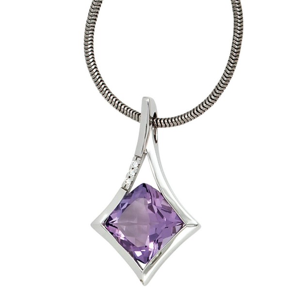 Anhänger Amethyst und 3 Brillanten 585 Weißgold