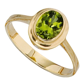 Ring Damenring aus 585 Gold Gelbgold mit Peridot grün Fingerschmuck