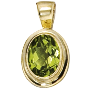 Goldanhänger Anhänger aus 585 Gold Gelbgold mit Peridot grün Halsschmuck Goldanhänger Anhänger aus 585 Gold Gelbgold mit Peridot grün Halsschmuck