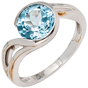 Ring Damenring aus 585 Weißgold mit Blautopas Topas hellblau Fingerschmuck