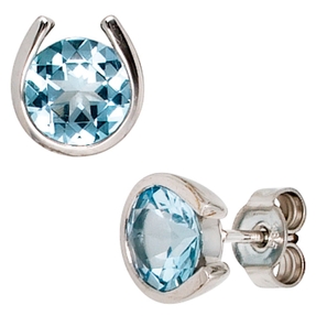 Ohrschmuck Ohrstecker aus 585 Weißgold mit Blautopas Topas hellblau Damen Ohrschmuck Ohrstecker aus 585 Weißgold mit Blautopas Topas hellblau Damen