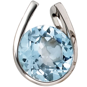 Schmuck Anhänger aus 585 Weißgold mit Blautopas Topas hellblau Halsschmuck