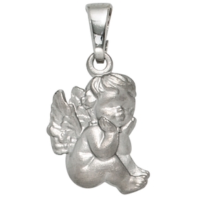 Anhänger Engel aus 925 Silber Sterlingsilber rhodiniert mattiert Halsschmuck