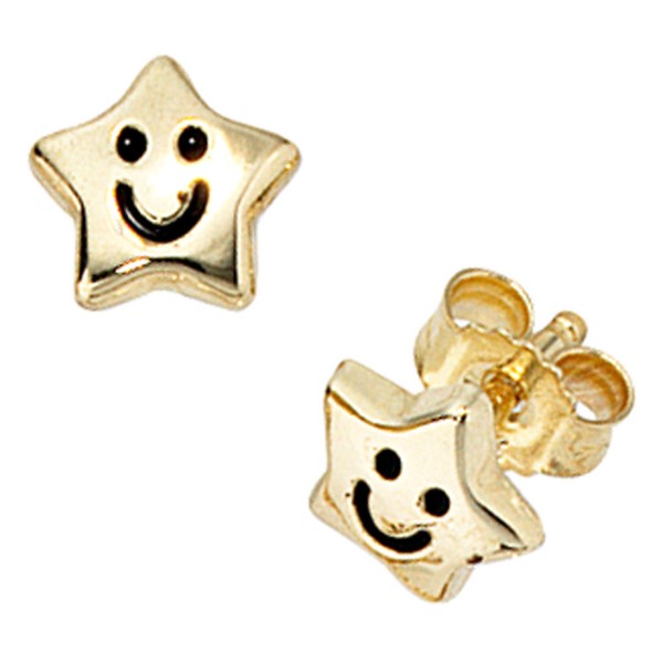 Ohrstecker Sterne mit Gesicht 333 Gold