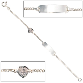 Schildband mit Schutzengel Panzer-Armband aus 925 Silber 14cm Kinder