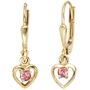 Ohrringe Ohrhänger Herz Herzen mit Glassteinen 333 Gold Gelbgold Ohrschmuck Ohrringe Ohrhänger Herz Herzen mit Glassteinen 333 Gold Gelbgold Ohrschmuck