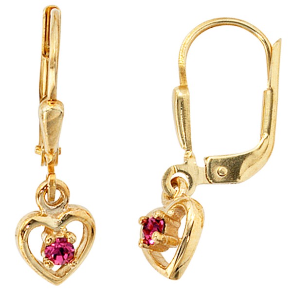 Ohrhänger Herzen mit Glassteinen 333 Gold
