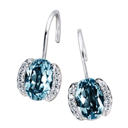 Ohrhänger Blautopas und Diamanten 585 Weißgold