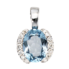 Schmuck Anhänger aus 585 Weißgold mit Topas Blautopas & 14 Diamanten Damen Schmuck Anhänger aus 585 Weißgold mit Topas Blautopas & 14 Diamanten Damen