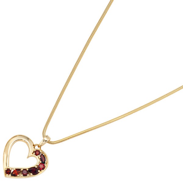 Anhänger Herz mit Granat 585 Gelbgold