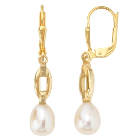 Ohrhänger Ohrringe Boutons mit Perlen 333 Gold Gelbgold teilmattiert Damen