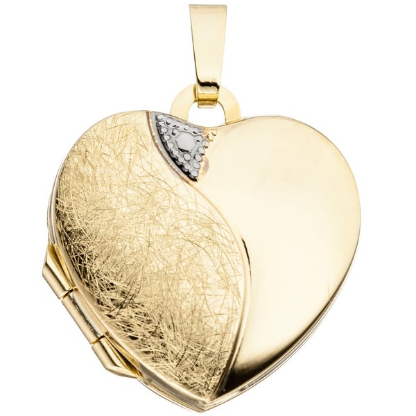Medaillon Herz zum Öffnen 333 Gold teileismatt