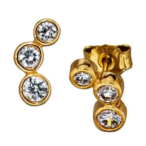 Paar Ohrstecker Stecker Ohrschmuck mit 6 Zirkonia 333 Gold Gelbgold Damen